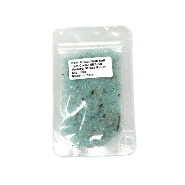 Shreyshti Ritual Bath Salt Stress Relief, 50g stand able pouch, a combination of salts, fragrances and herbs for space clearing and cleansing, anoint candles and cleansing tools or crystals - Image 2